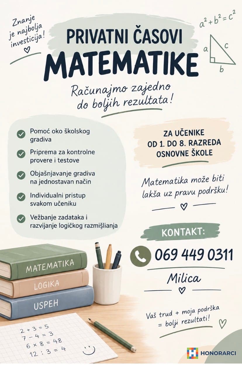 Privatni časovi matematike - osnovna i srednja škola