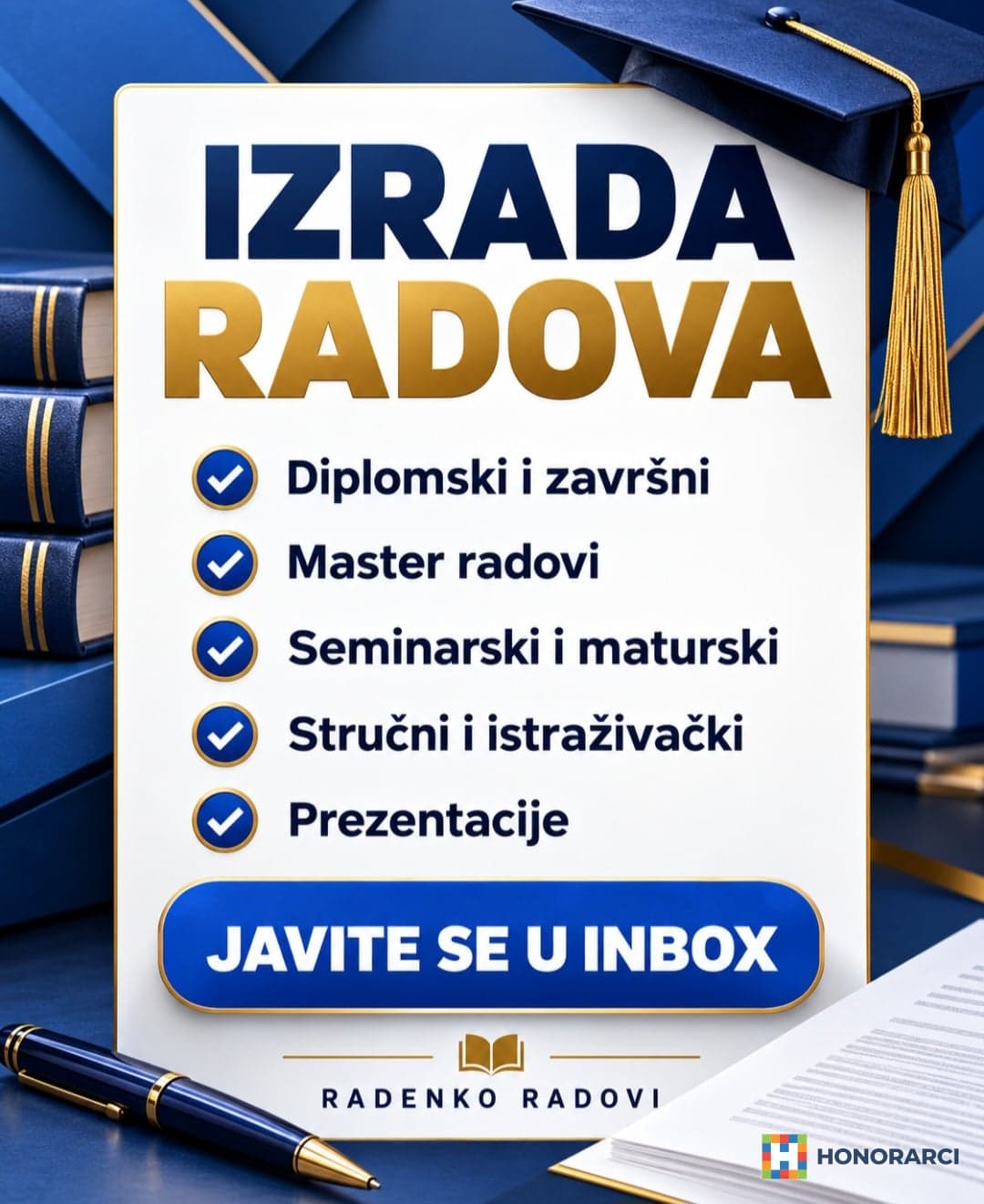 Izrada seminarskih, maturskih i diplomskih radova - online