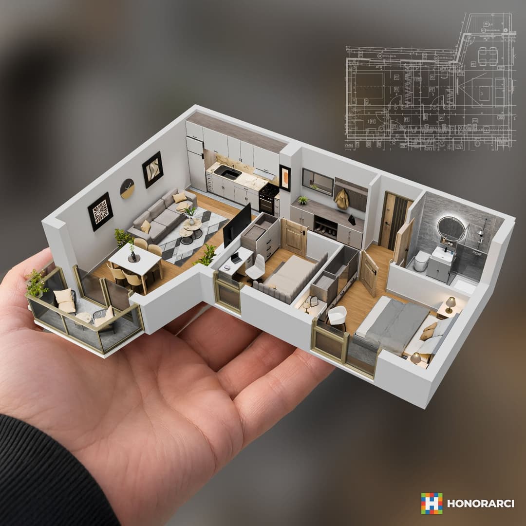 3D STANOVI - Presek Enterijera - Prema Planu ili Skici - slika 1