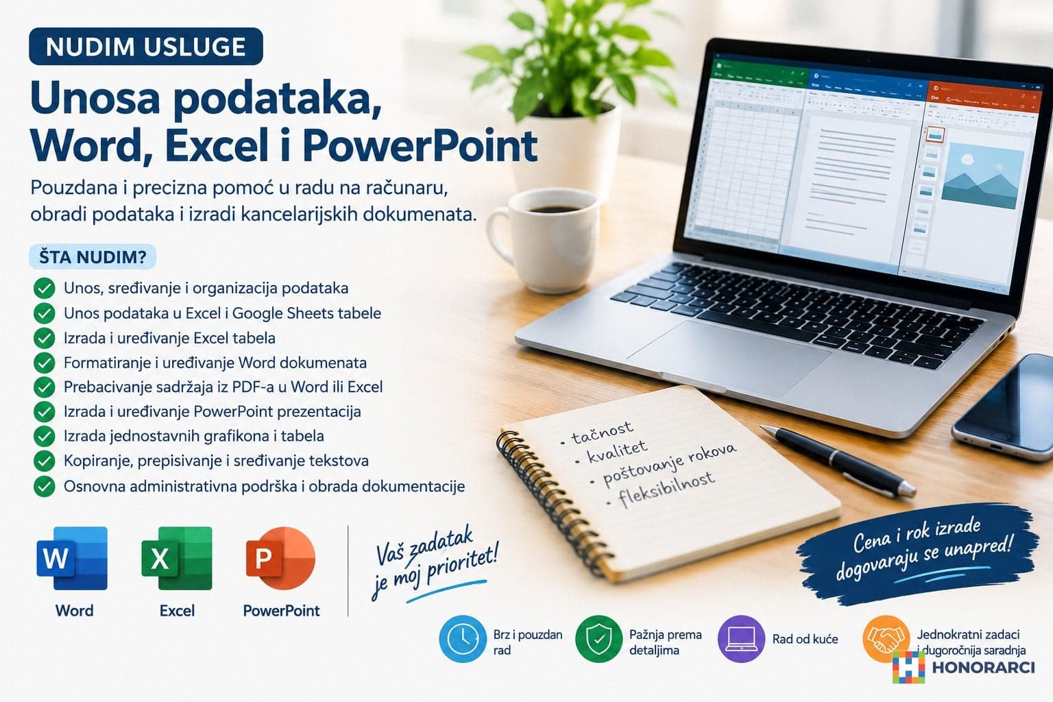 NUDIM USLUGE UNOSA PODATAKA, WORD, EXCEL I POWERPOINT