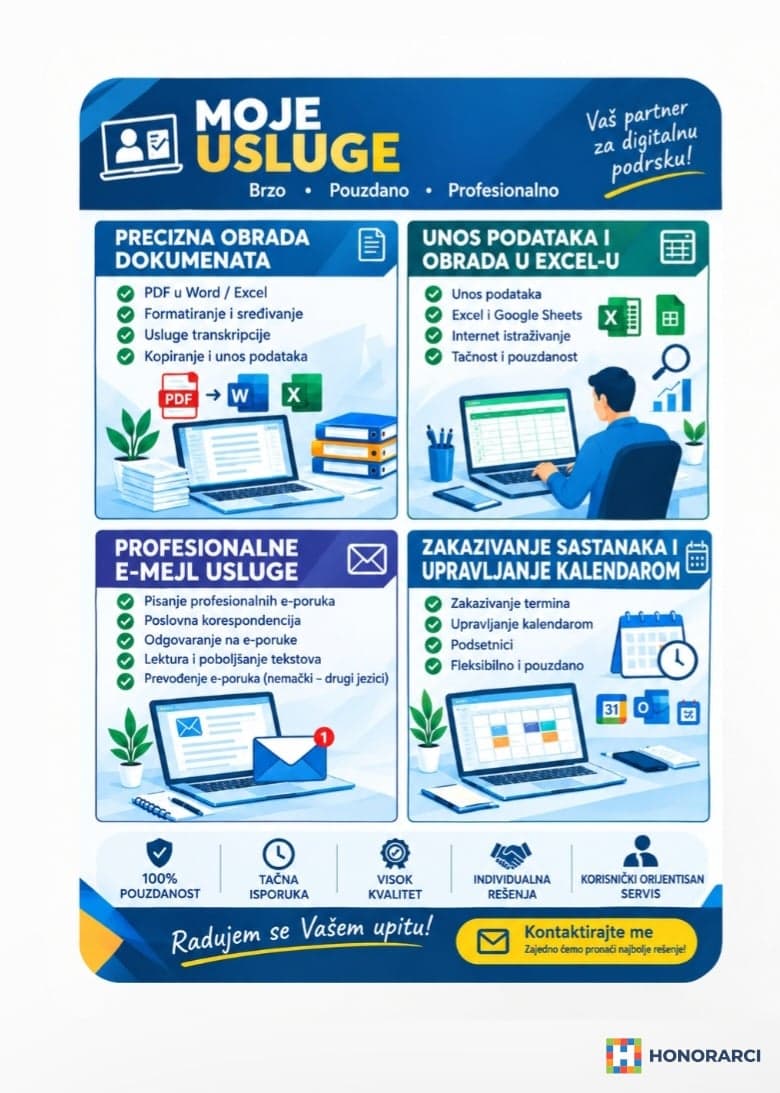 Profesionalni unos podataka, Excel obrada i prevod na 10 jezika