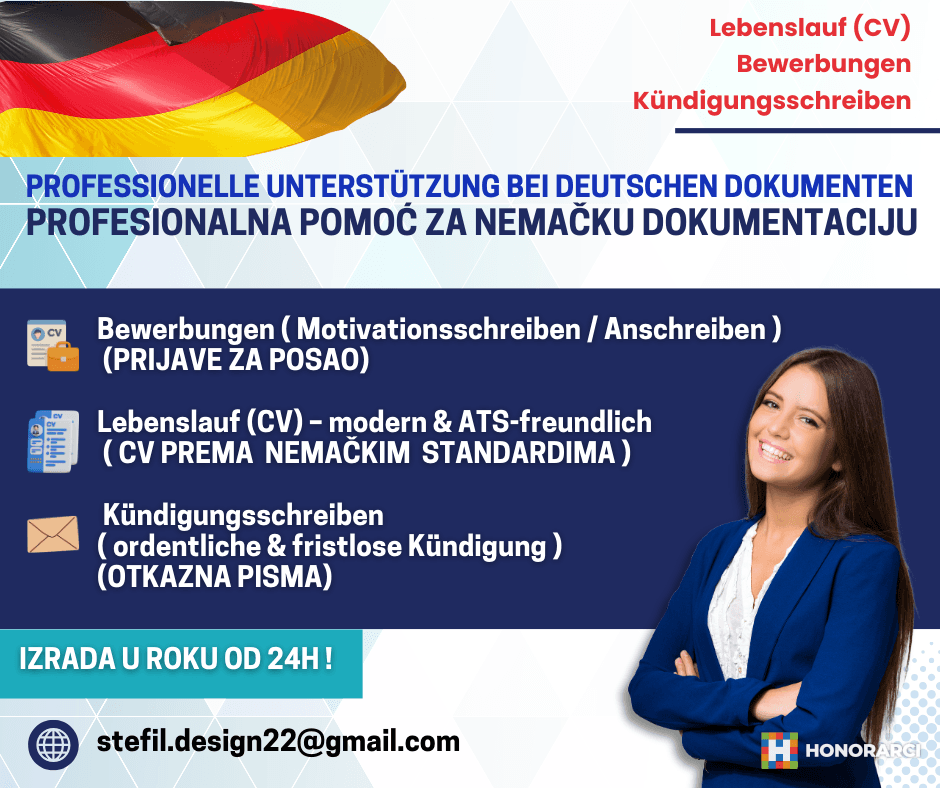 Profesionalna izrada CV-a Nemački/ Engleski jezik - slika 1