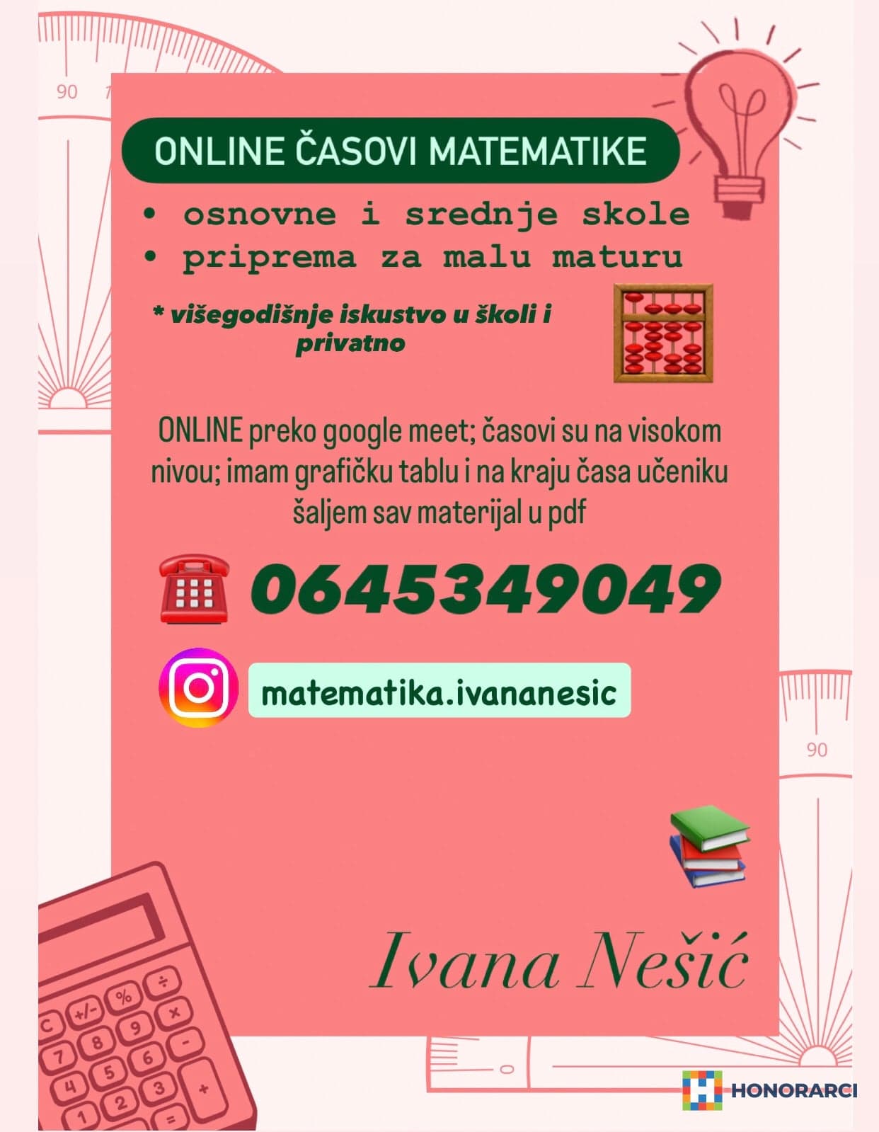 Matematika privatni casovi (visegodisnje iskustvo)