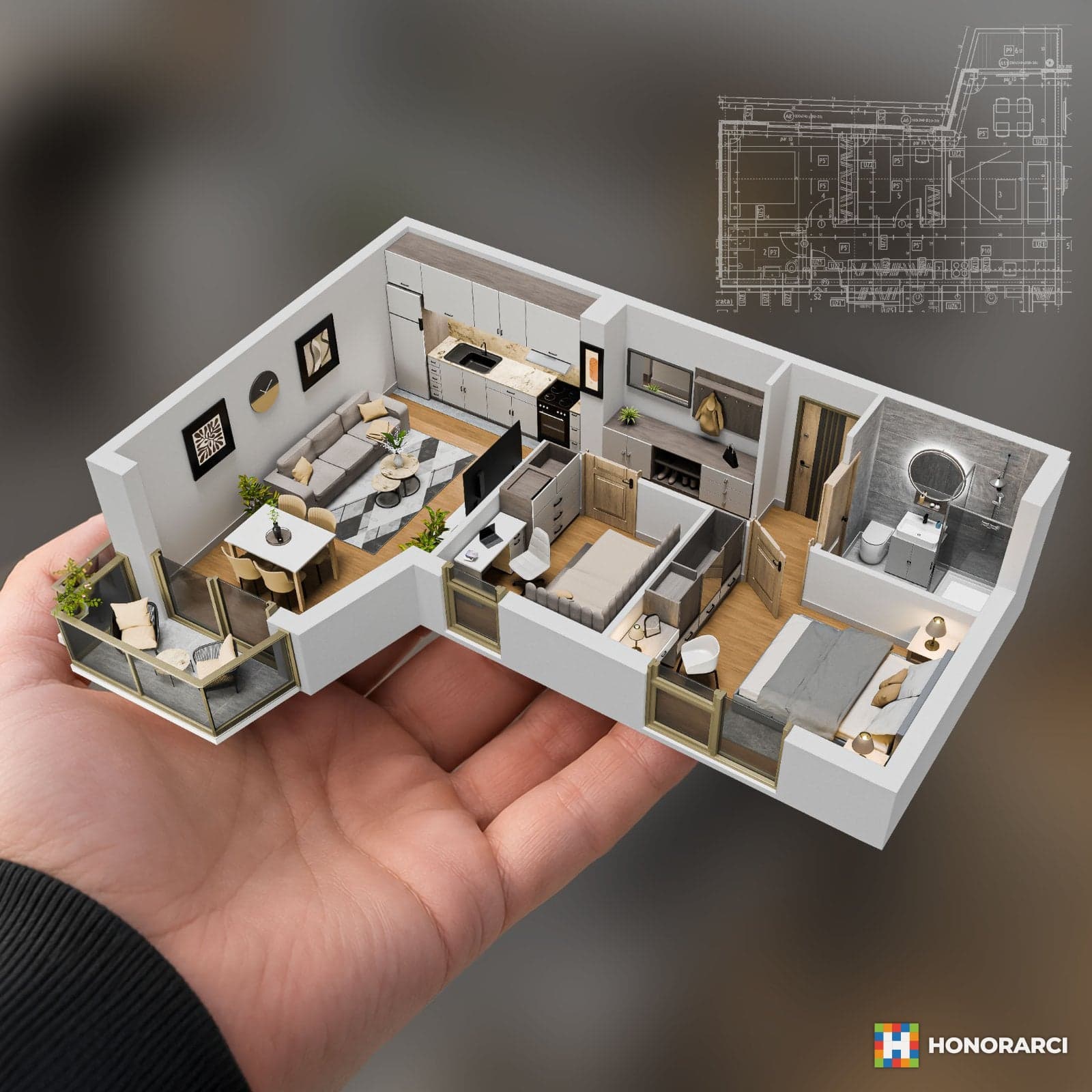 3D STANOVI - Presek Enterijera - Prema Planu ili Skici