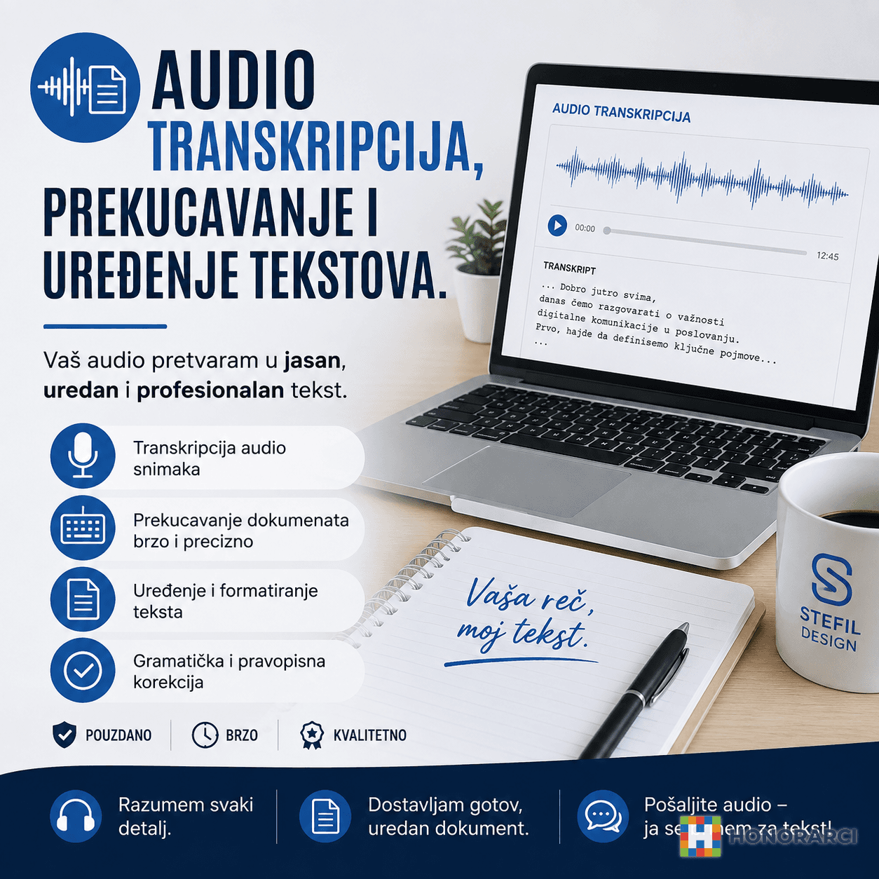 Audio transkripcija, prekucavanje i uređenje tekstova