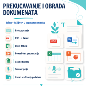 PREKUCAVANJE, OBRADA I SREĐIVANJE DOKUMENATA – WORD, EXCEL, POWERPOINT